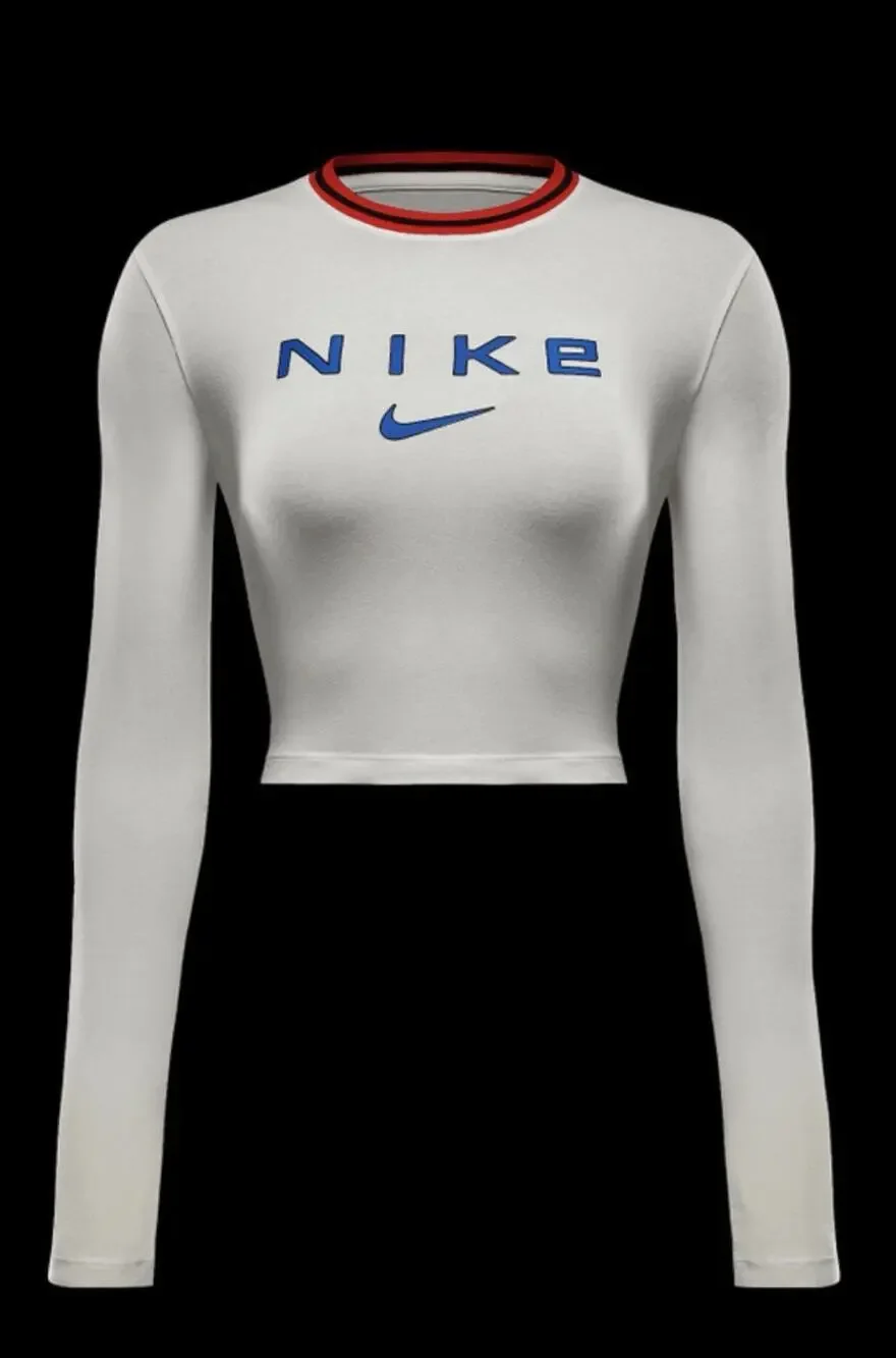 Nike Long Sleeve Crop Top Womens Sz Large Slim Fit FZ2858-133